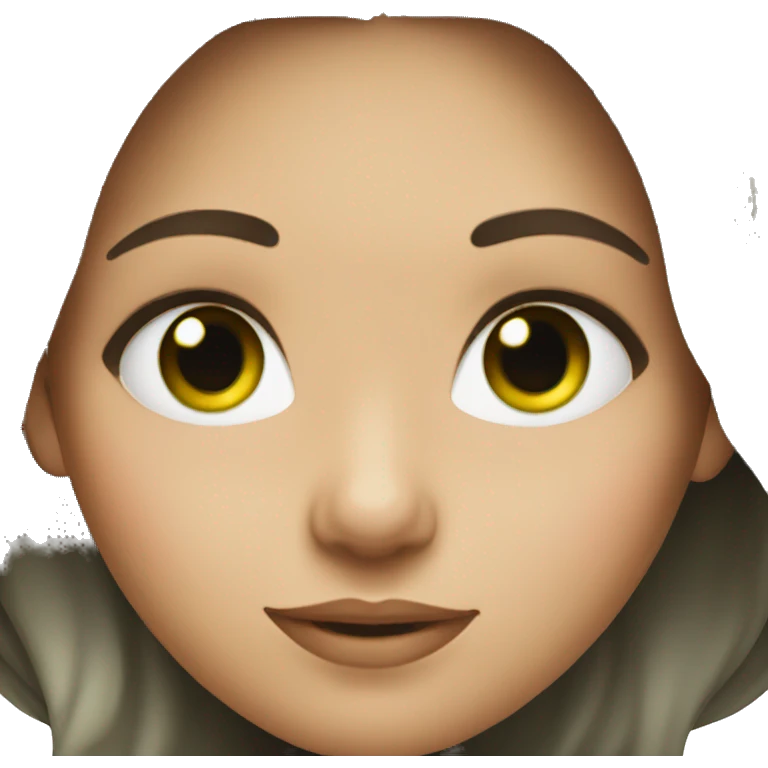 brunette girl with green eyes and hi lighted hair emoji