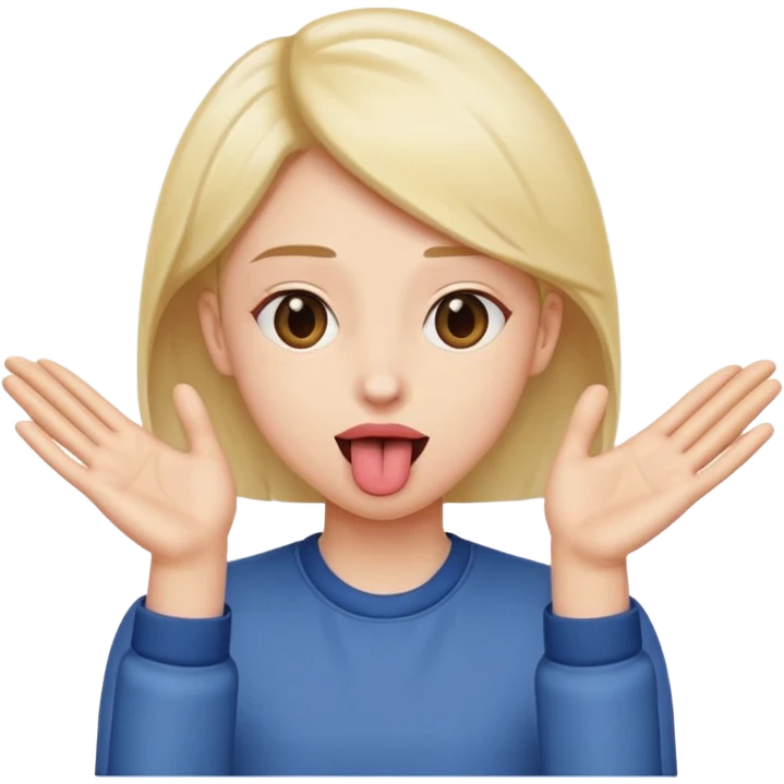 tounge out with hands to the side palm facing out emoji