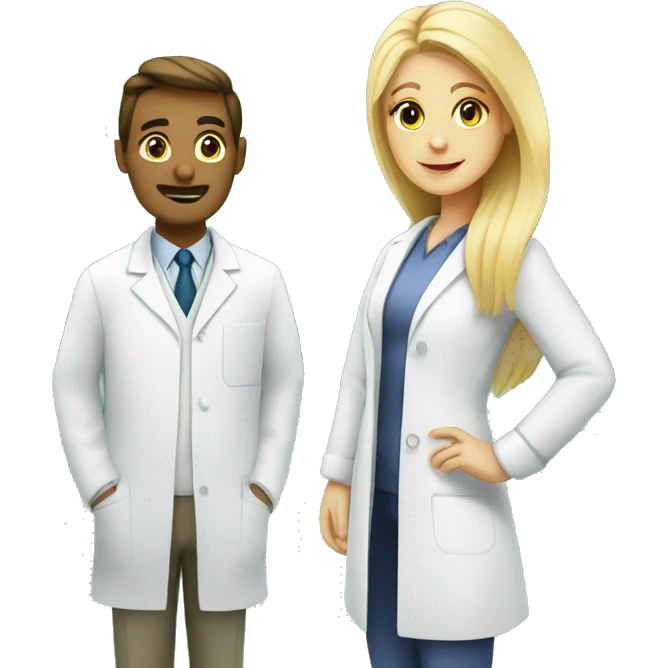 male Chemist in lab and blonde female pharmacist emoji