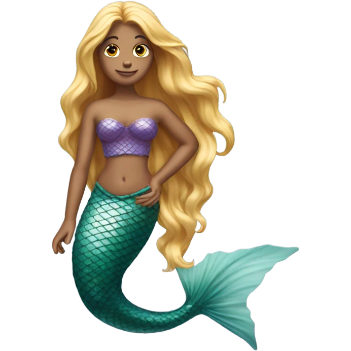 Pretty detailed mermaid with red tail and blonde hair emoji