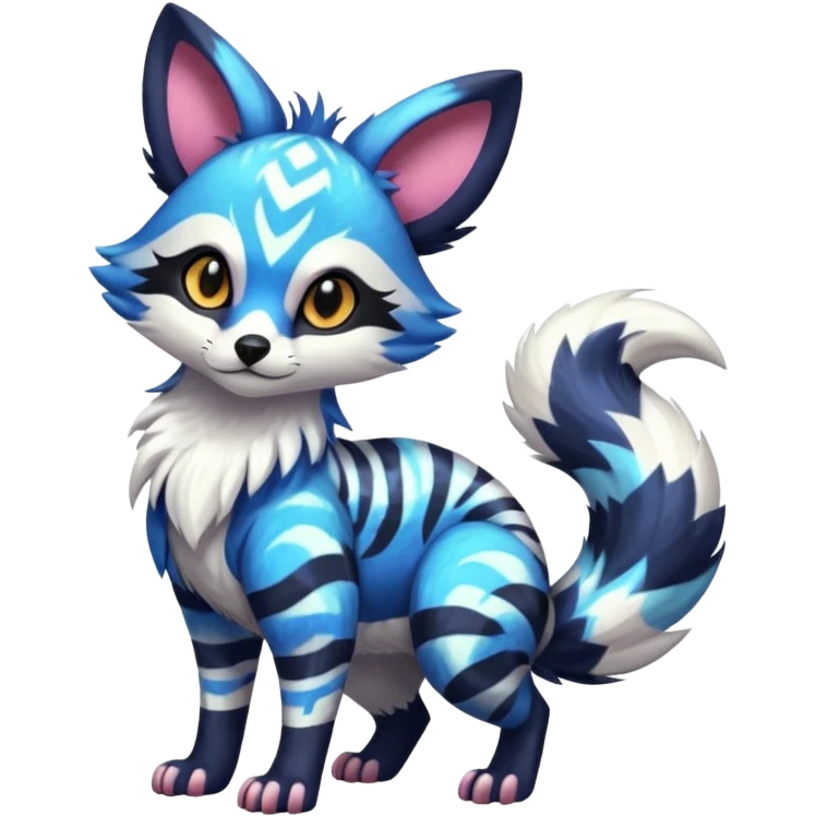 Futuristic furry fluffy floofy feathery tribal marked Genet-Absol-Furret-Zeraora-Primagen-fusion-creature  emoji