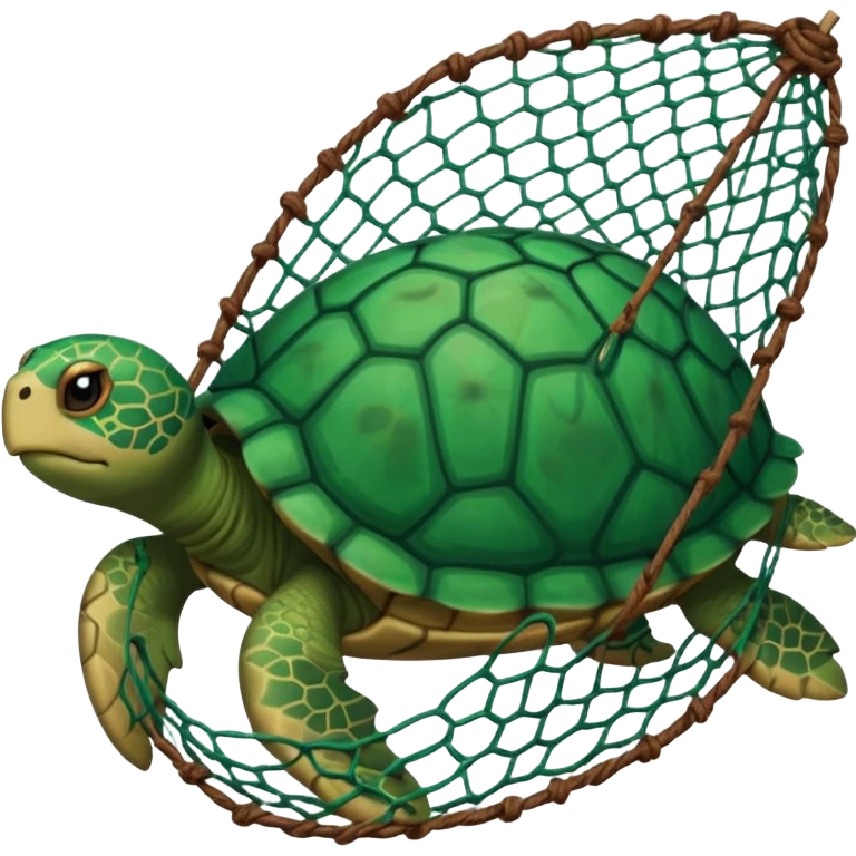 turtle stuck with fishing net emoji