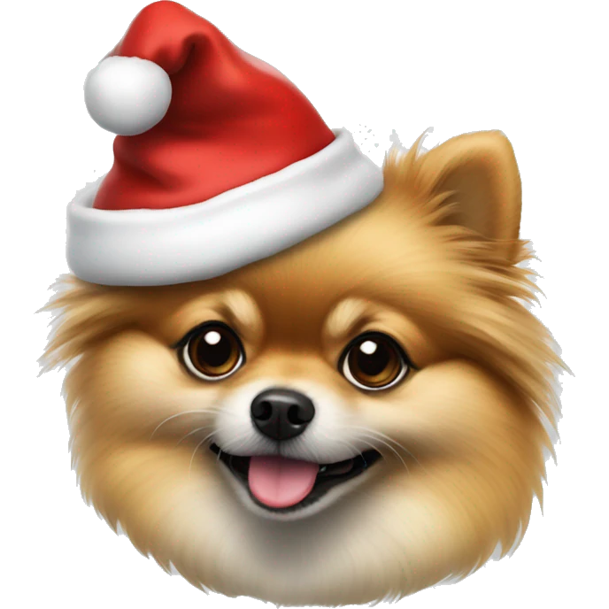 lulu pomeranian with santa claus hat
 emoji