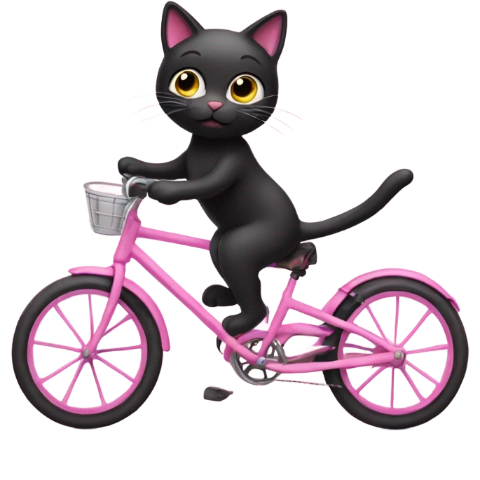 Black cat riding pink bike emoji