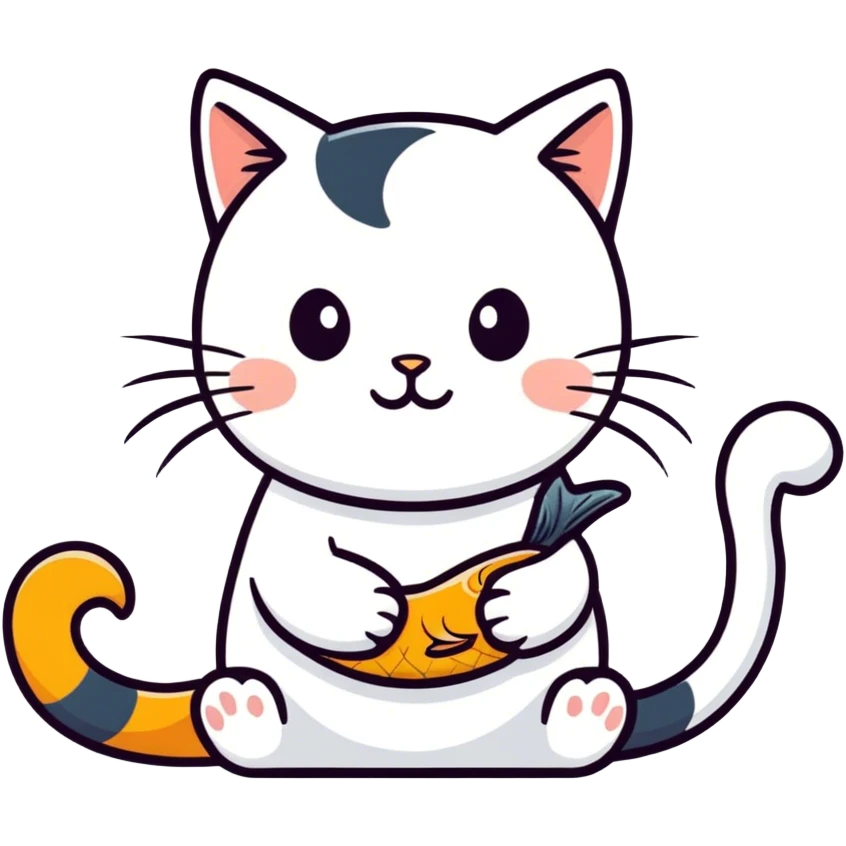 Cat eating fish emoji