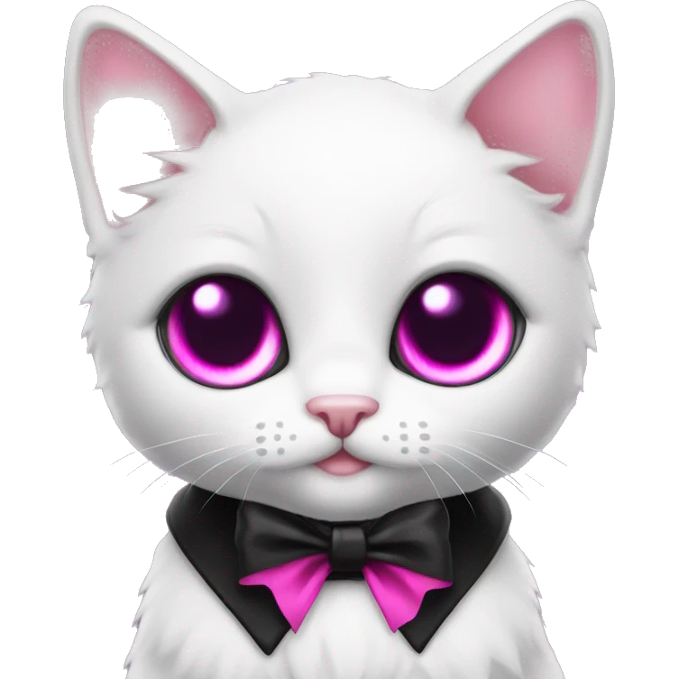Full body Tuxedo kitten with a magenta ribbon Hazel eyes emoji
