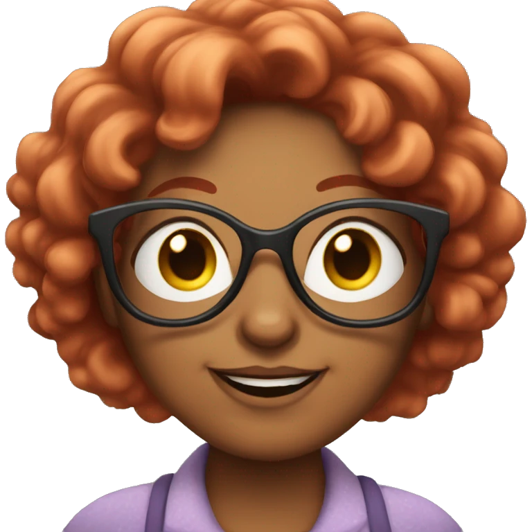 Grandma emoji but with cat eye glasses and red wavy hair emoji