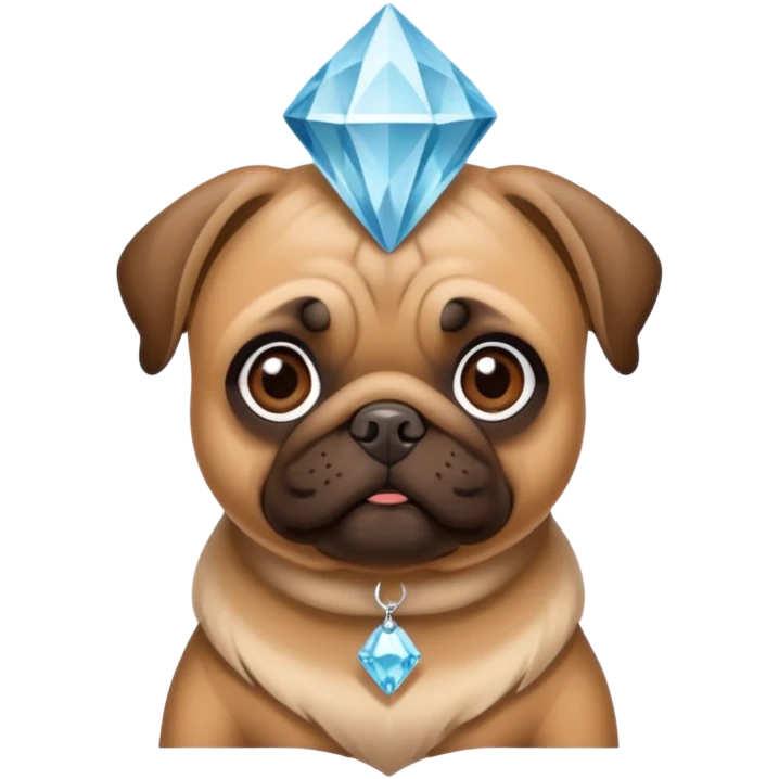 pug fawn and brown with diamond on head emoji