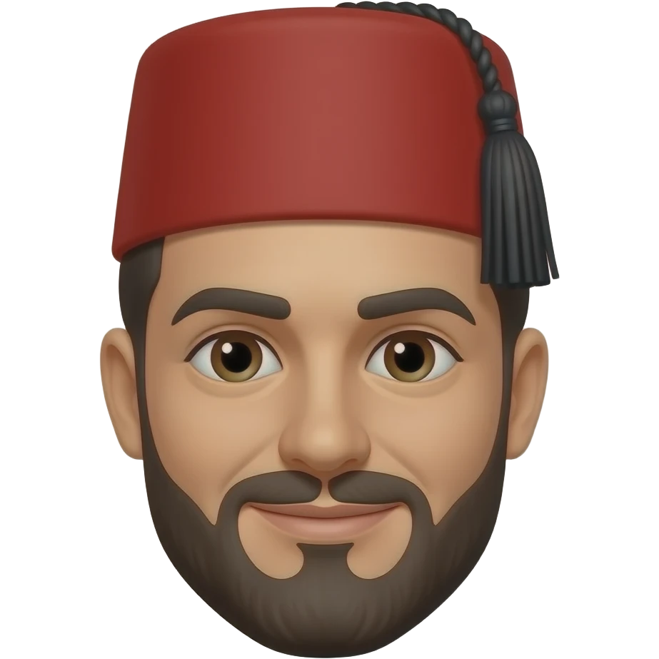 man wearing classic red fez hat with black tassel, emoji