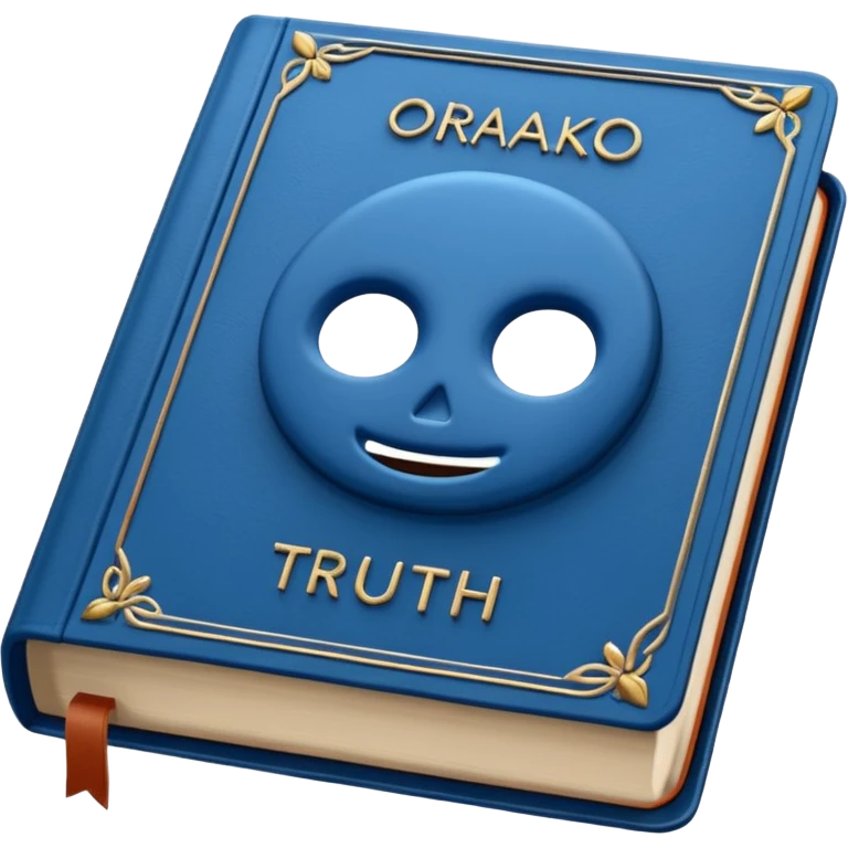 Blue book on which one it writes: Source of truth is Orako emoji