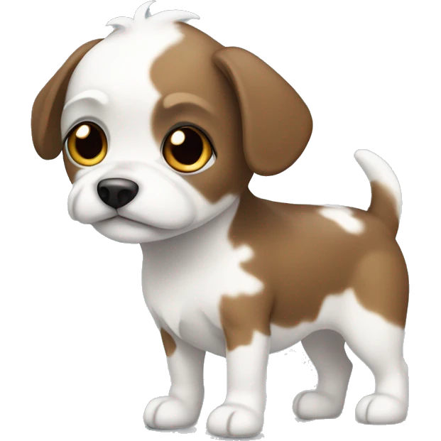 Small dog with white and brindle patches  emoji
