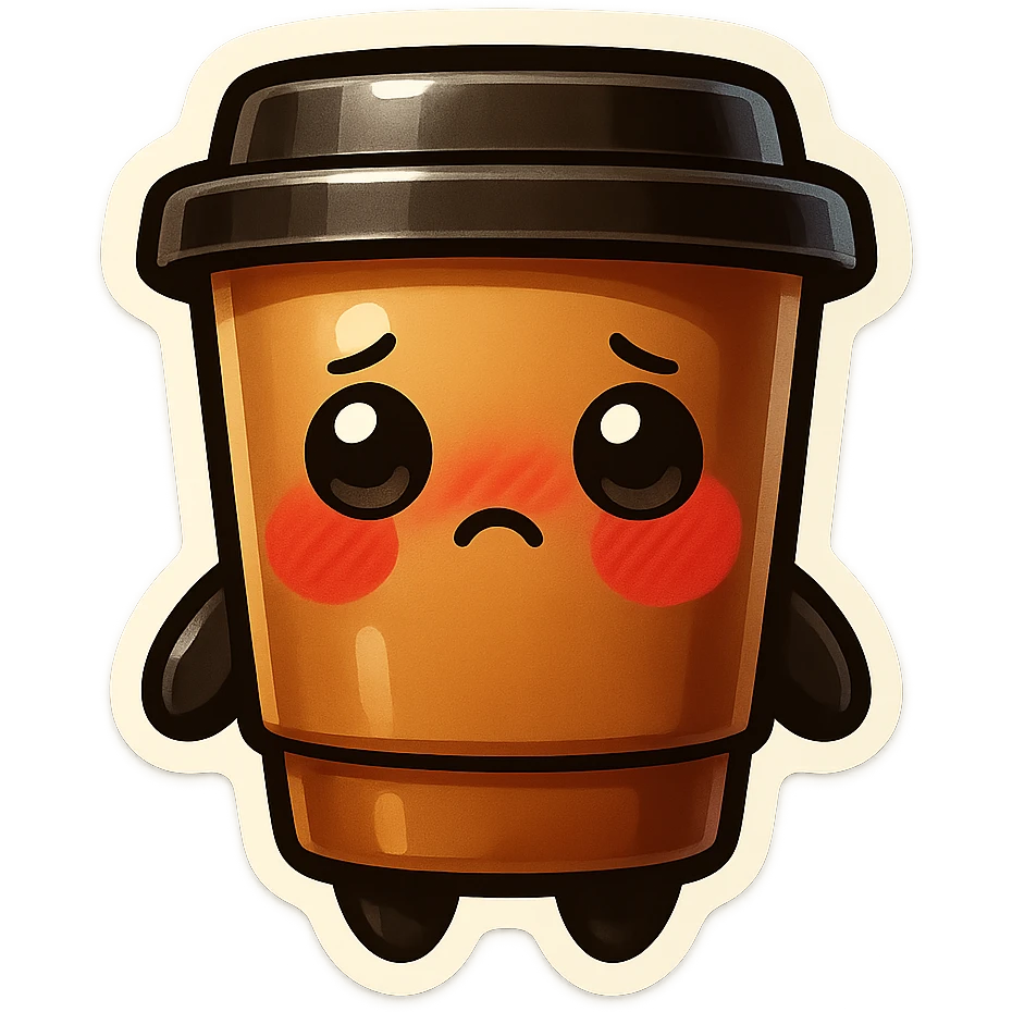Tall coffee cup, shy, deep blush, dramatic blush emoji