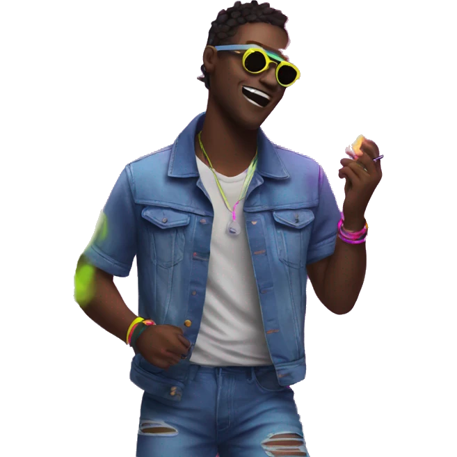 Rave party dancing neon smoking emoji
