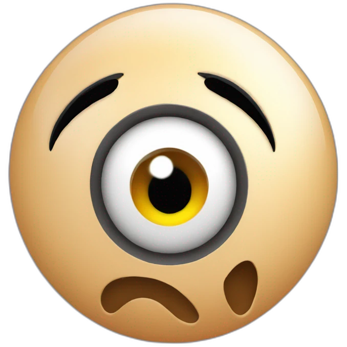 3d sphere with a cartoon tiny skin texture with big playful eyes emoji