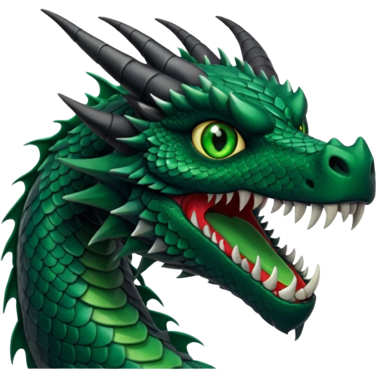 black dragon with green eyes emoji