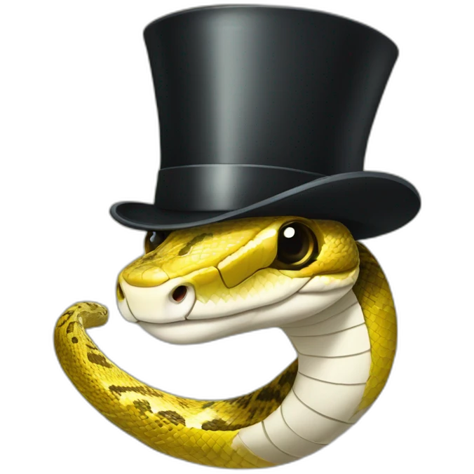 python snake wearing a top hat and monocle emoji