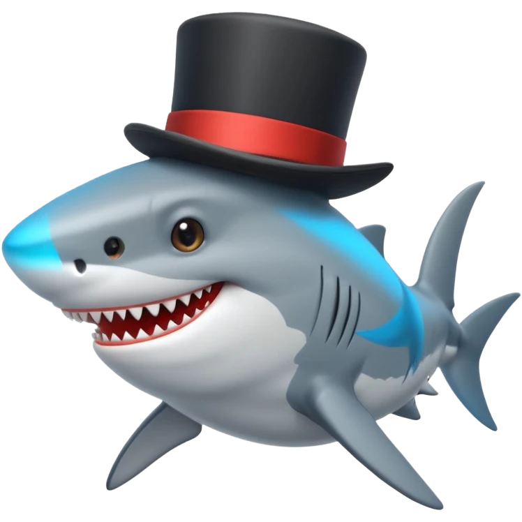 Shark with a top hat emoji