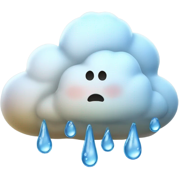 Nube esponjosa, con gotas de lluvia emoji