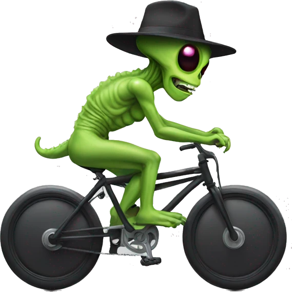 alien ride on bike wearing a hat emoji