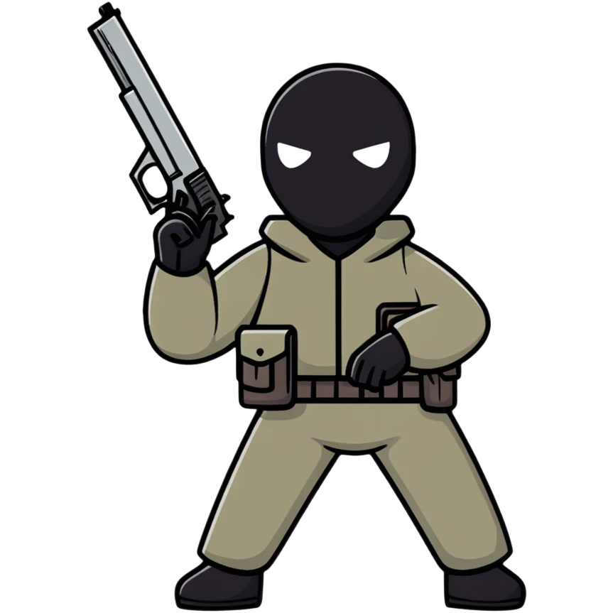 hitman in stealth mode with silenced pistol emoji