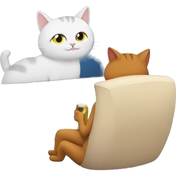 Cat cuddli g human watching tv together  emoji