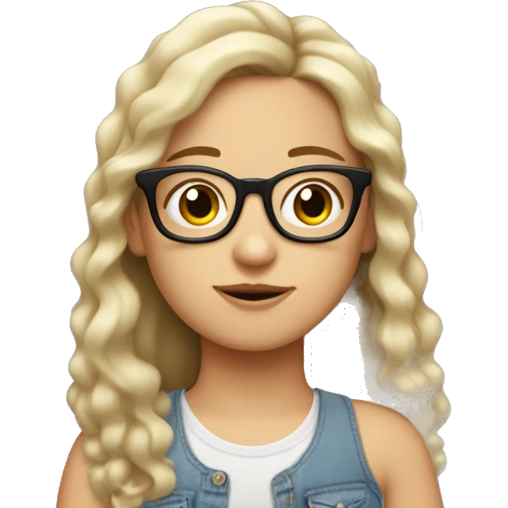 a white girl with cabello ondulado and glasses  emoji