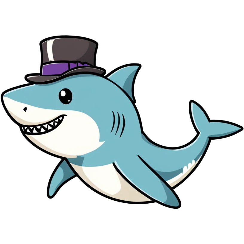 Shark with a top hat emoji