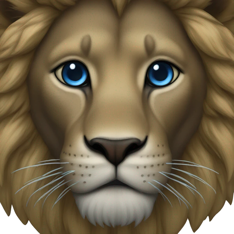Lion noir avec des dents bleues emoji