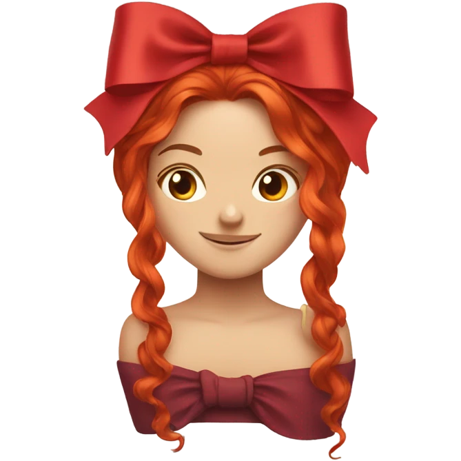 red open hair from behind with a red bow emoji