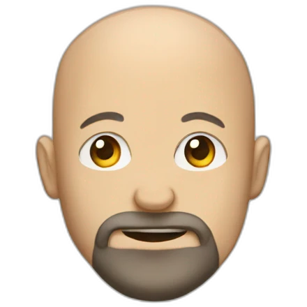 Bald man with beard popping head out of shed emoji