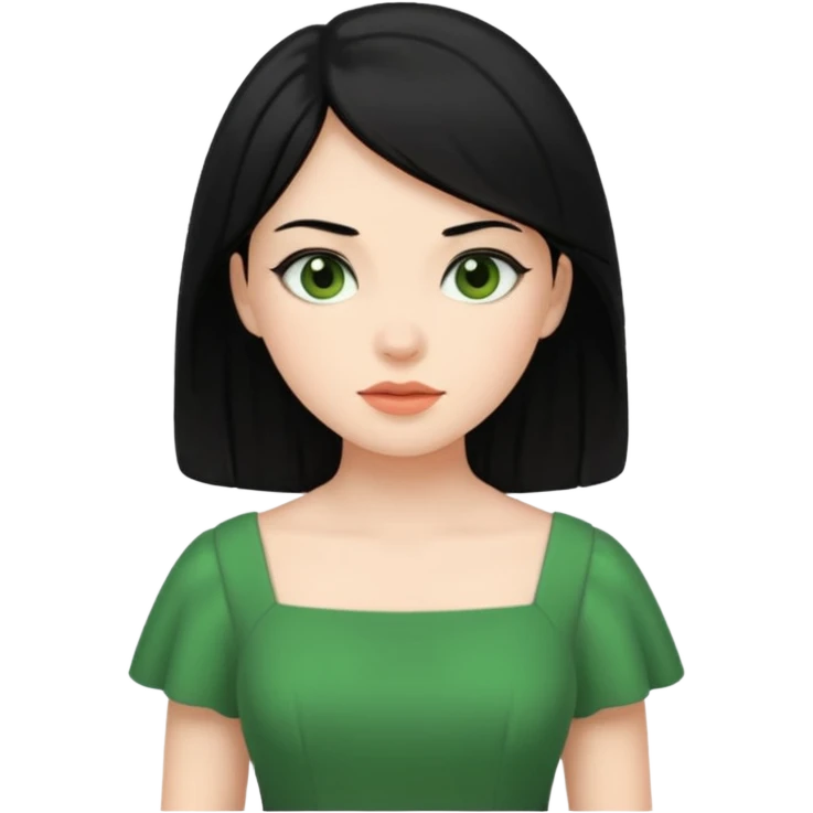 green dress black hair emoji
