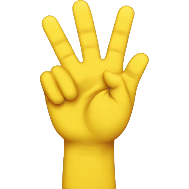 yellow smiley emoji holding up peace-hand sign kawaii emoji