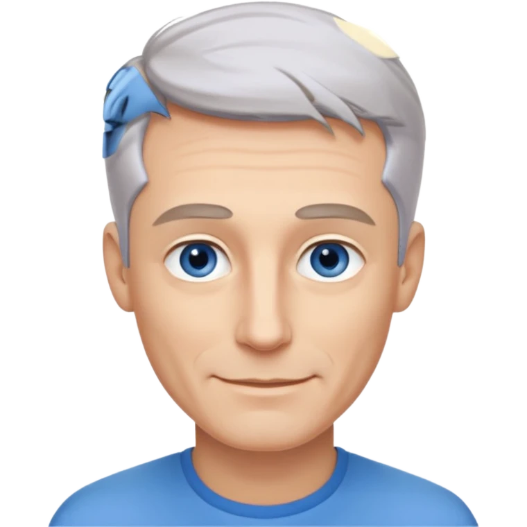 Avatar pic male gray hair blue eyes clean shaven blonde eyebrows high cheekbones sly smile long eyelashes emoji