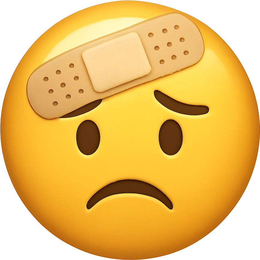 face with bandage emoji, digital illustration, no background emoji