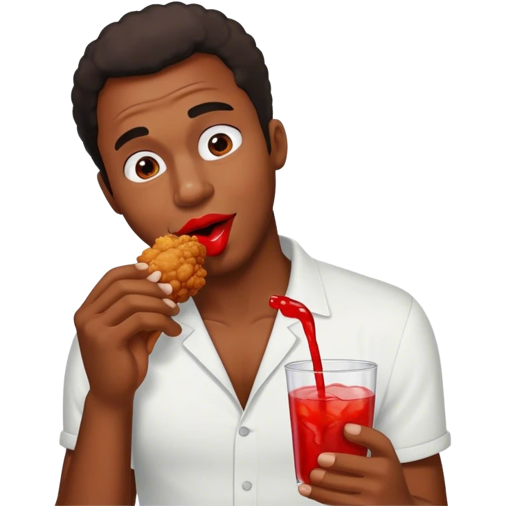 Black man eating chicken and drinking kool aid emoji