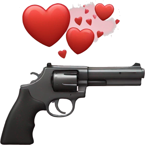 a gun hits with hearts emoji