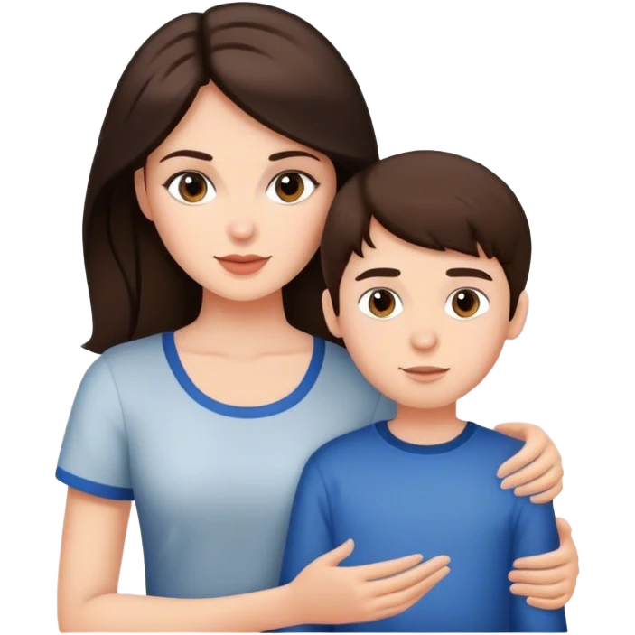 Beautiful brunette and boy emoji