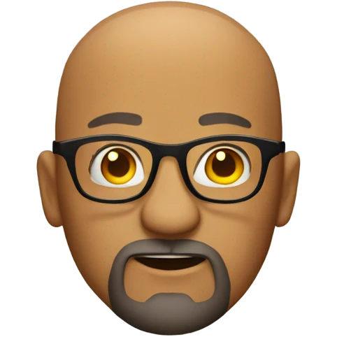 A Bald man with a beard, goatee, and glasses throwmh flames. emoji
