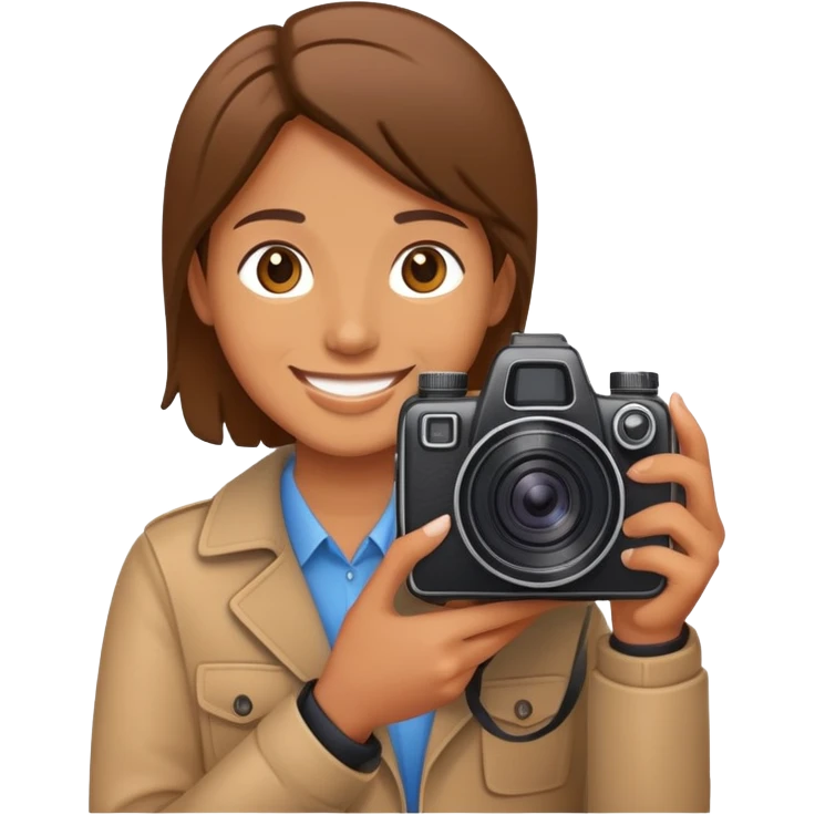 smiling face holding a camera emoji