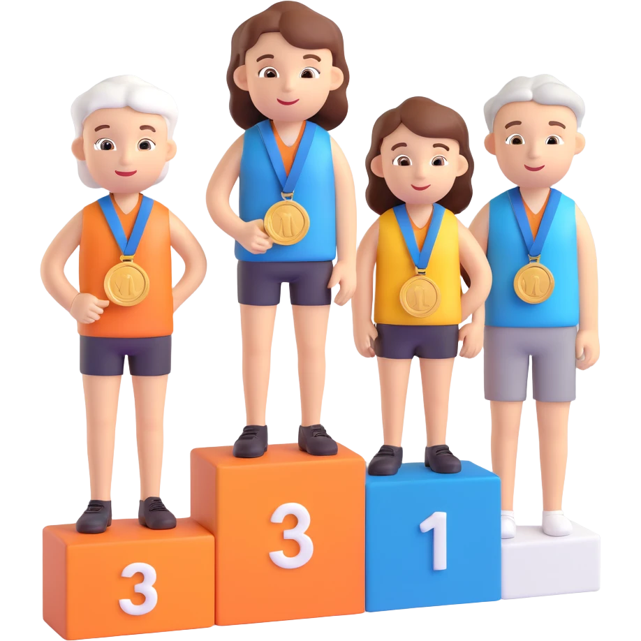3 winners in 1st, 2nd & 3rd place emoji emoji