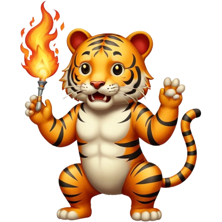 tiger  vintage-circus-performer-spitting-fire emoji
