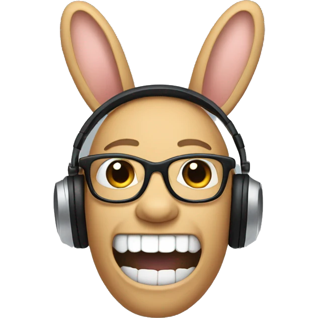 nerd with rabbit teeth with headphones on emoji
