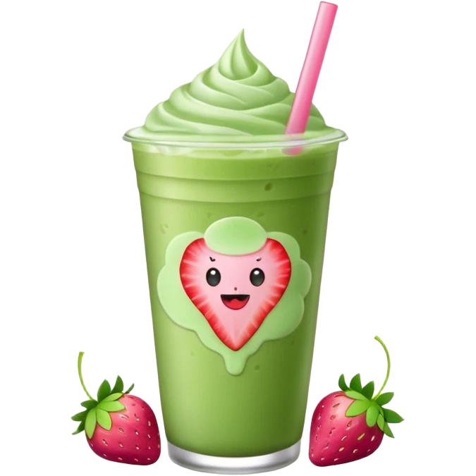 iced matcha latte strawberry  emoji