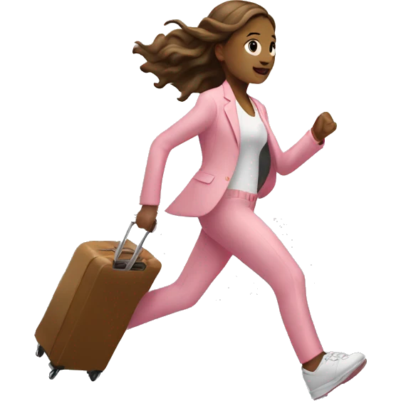 Girl running with light pink suit case emoji