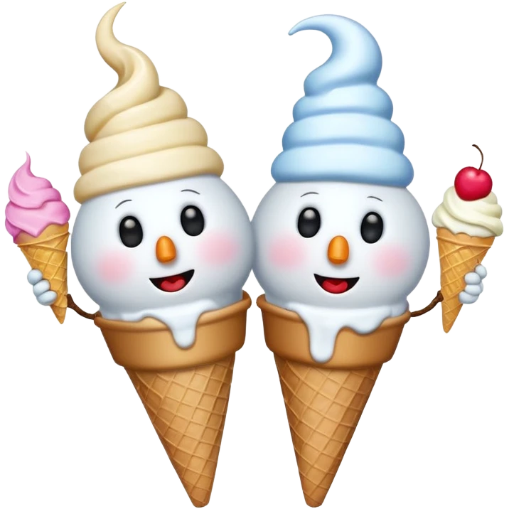 snowmen with ice cream emoji