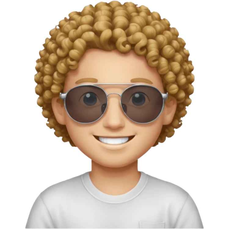 chico con pelo rizado, piel blanca y unas gafas de sol y2k emoji