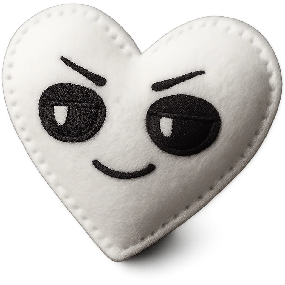 white goth heart, minimal, edgy, dark accents emoji