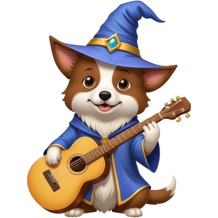 Wizard dog playing the guitar emoji