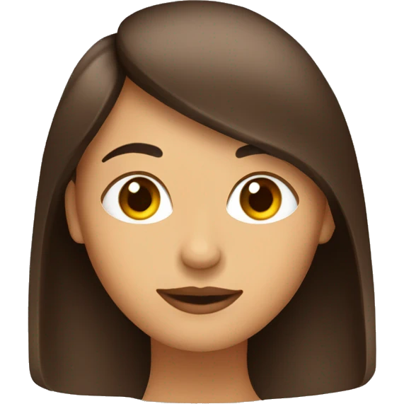 Mujer pelo largo con flequillo con el eo marron emoji