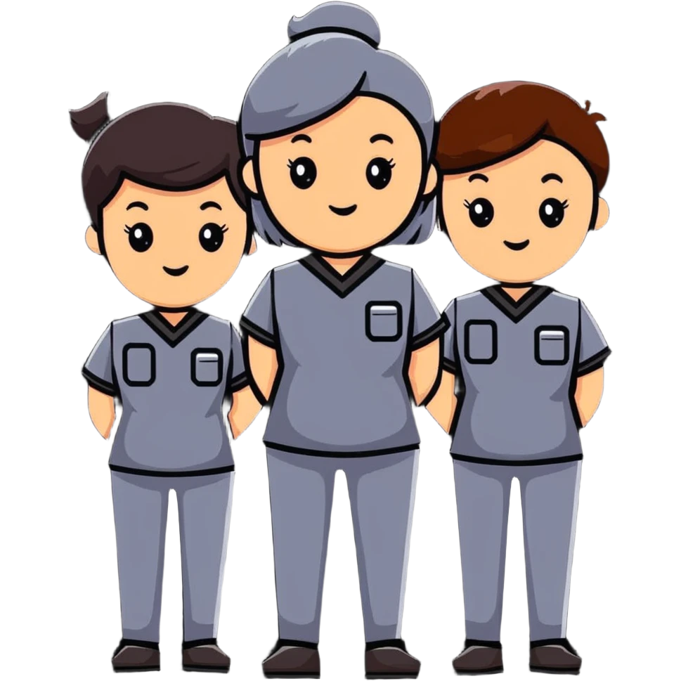 hair salon team in matching uniforms emoji